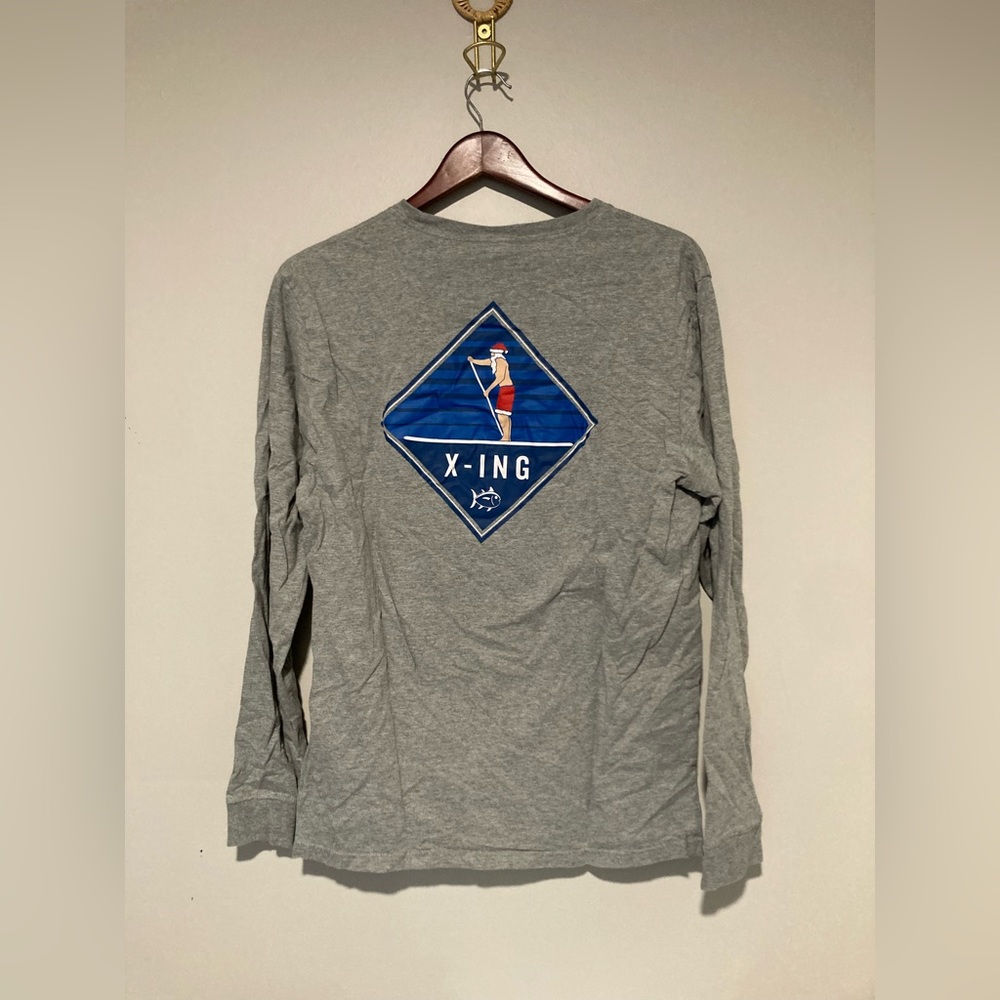 Southern tide paddle boarding Santa long sleeved tee